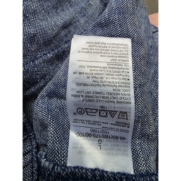 Gap Linen Wide-Leg Pants Drawstring Size L Chambray Blue - Picture 5 of 7